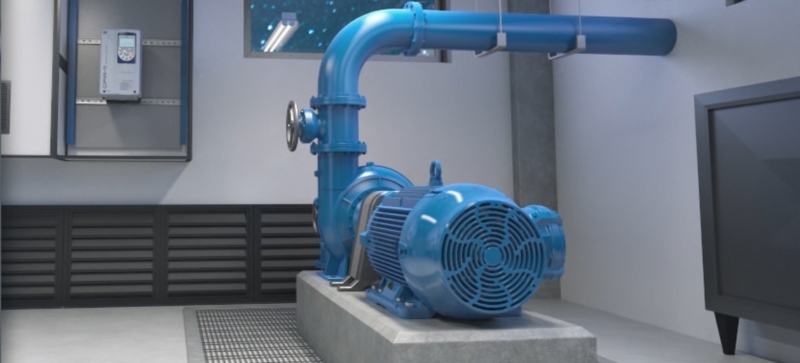 High-efficiency electric motor working in an industrial automation production facility.