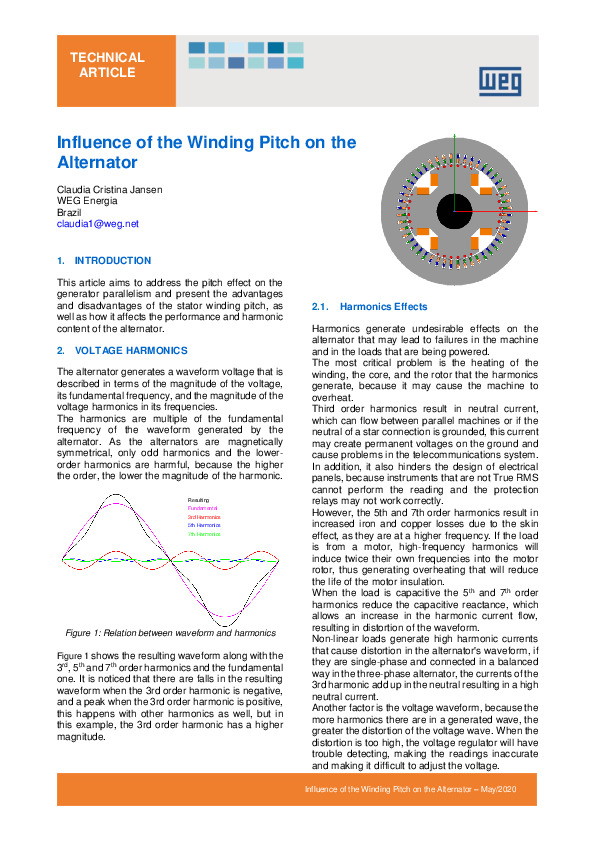 Influence of the Winding Pitch on the Alternator