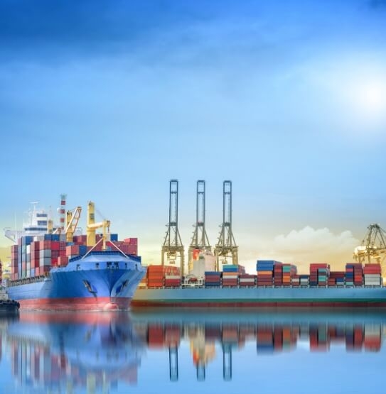 Two cargo ships full of sea crates