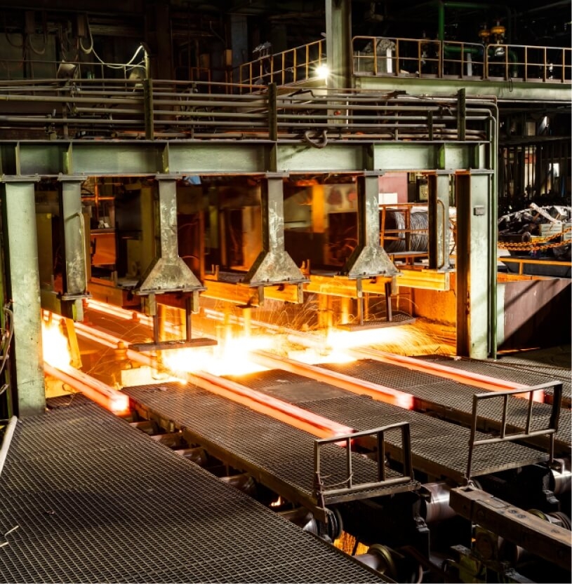 Lines operating at steel and aluminum manufacturing plant
